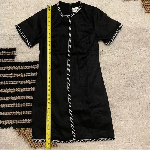 DISSH Bella Black Linen Mini Shift Dress size 4 - Picture 3 of 7